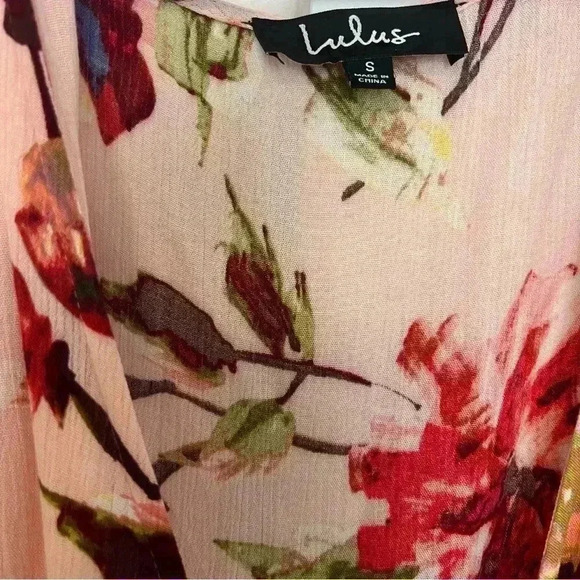 Lulus cherished love blush pink floral print wrap dress size small - Picture 6 of 8